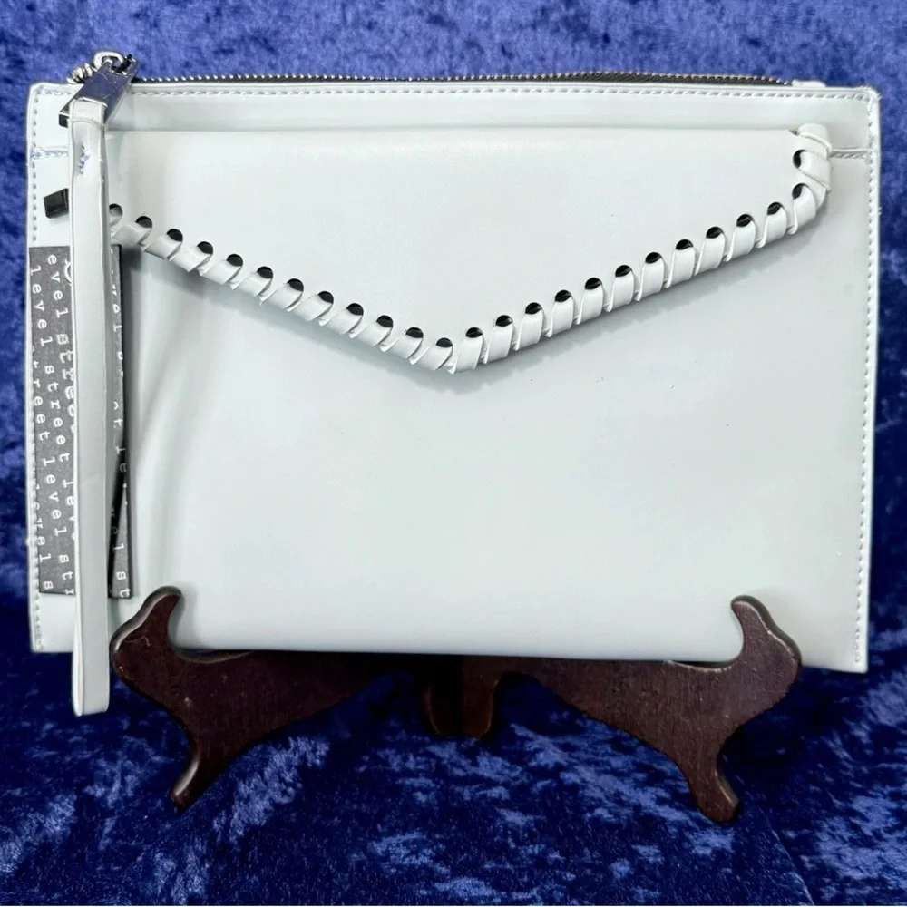 Street Level Pale Blue Clutch‎ Handbag Wristlet Envelope Fold Vegan New w/ Tags